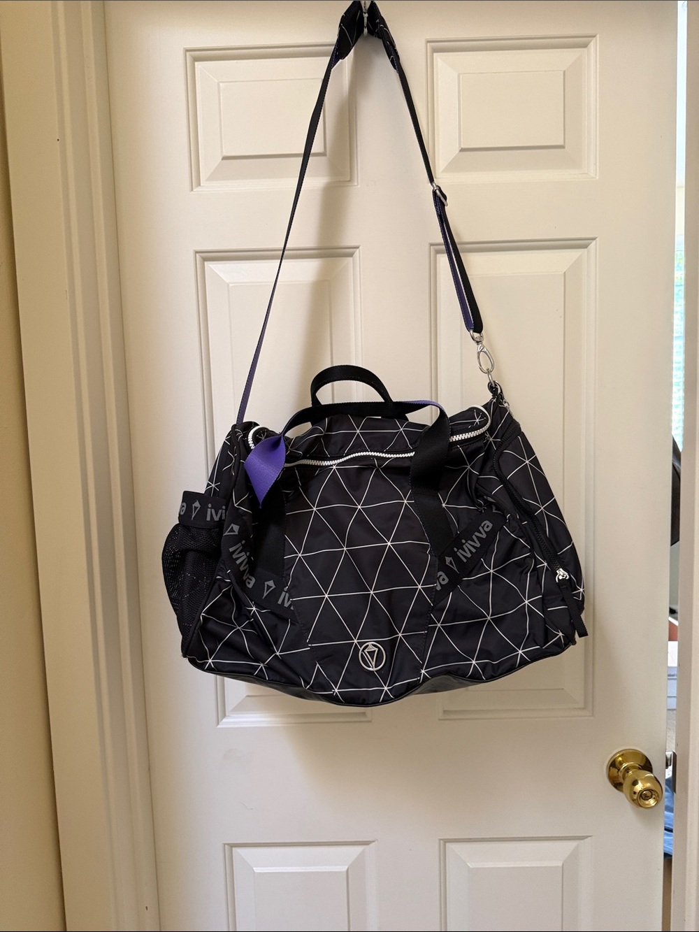 Ivivva by Lululemon Black Travel Duffel with Purple Accent Ribbon